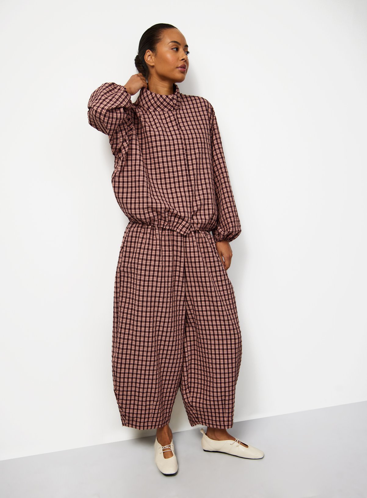 Pink Checked Barrel Trousers 6 - Image 3 thumbnail